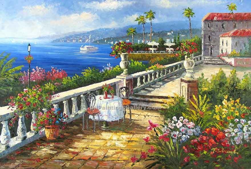 880x594 Villa Lake Como (Painting Id La 1178 Ka) - Villa Painting