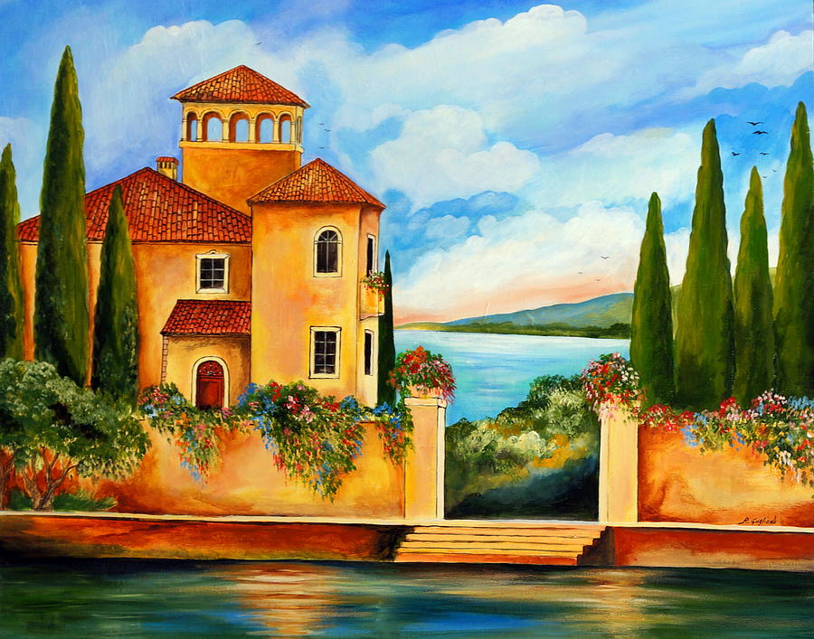 900x707 Como's Villa Painting By Roberto Gagliardi - Villa Painting