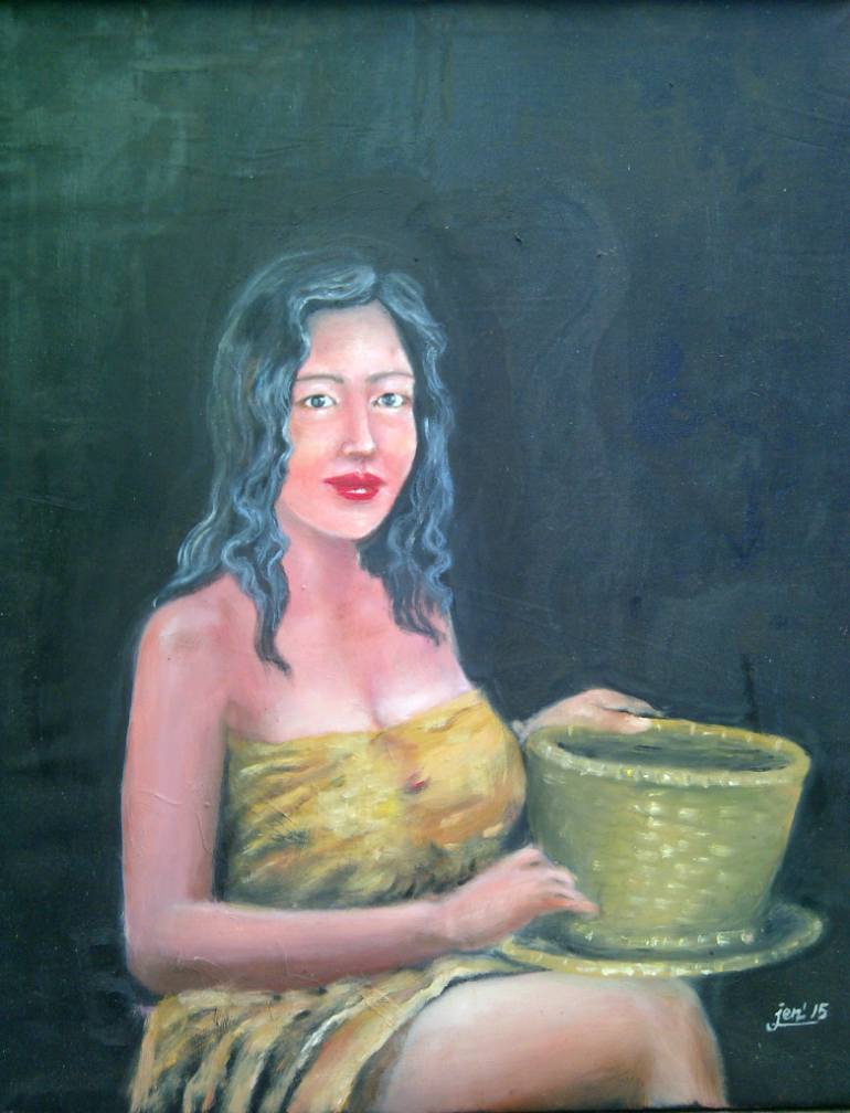 770x1008 Saatchi Art A Village Girl Painting By Jen Zaini - Village Girl Painting