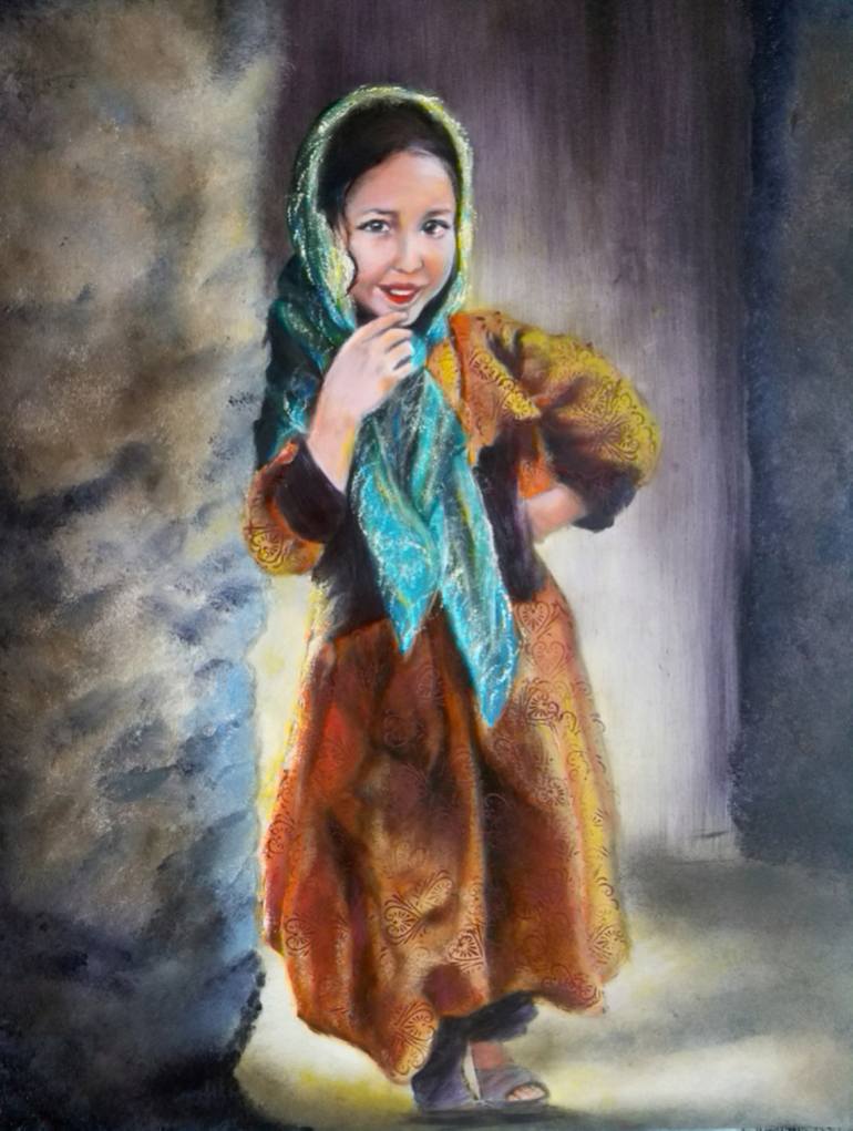 770x1021 Saatchi Art Village Girl Painting By Nersel Zur Muehlen - Village Girl Painting