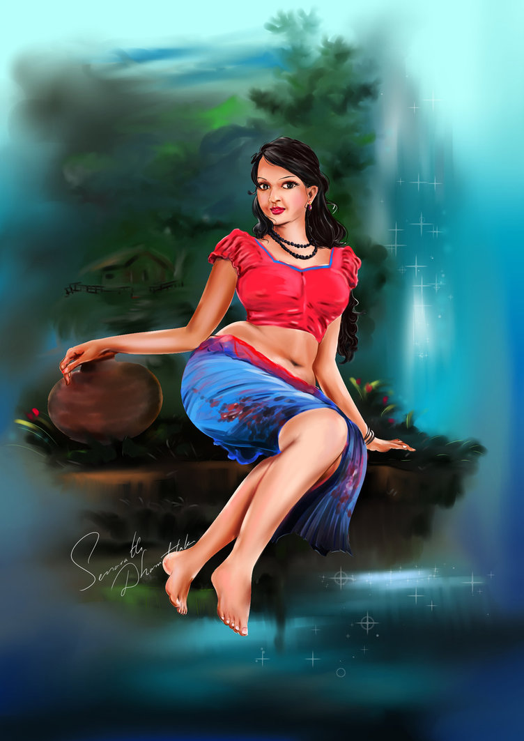 752x1063 Sri Lankan Village Girl - Village Girl Painting