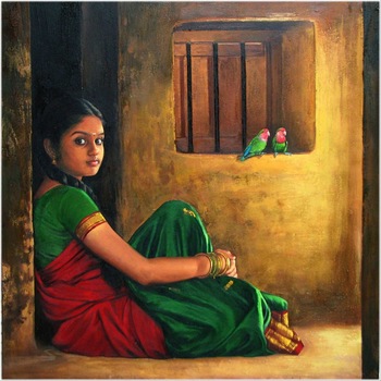 350x350 Village Girl Oil Paintings - Village Girl Painting
