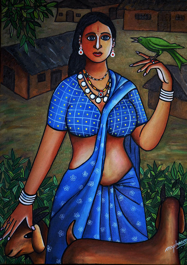 636x900 Village Girl Painting By Johnson Moya - Village Girl Painting
