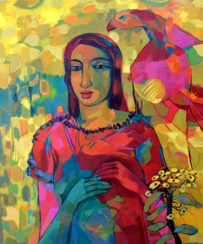 690x826 Village Girl 2 By Artist Avinash Mokashe Expressionism - Village Girl Painting