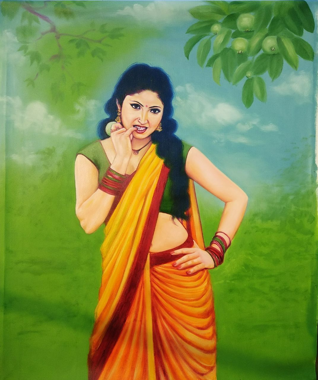 1072x1280 Buy Village Girl Handmade Painting By Umesh Bharti. Code - Village Girl Painting