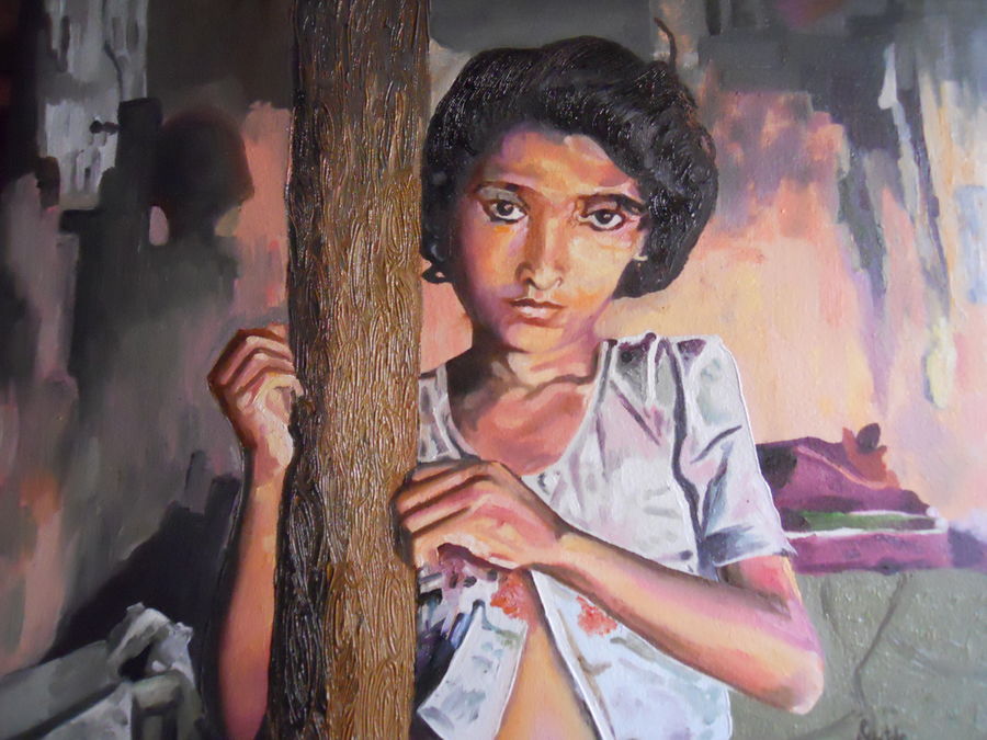 900x675 Indian Village Girl Painting By Artist Amruta Dabhekar - Village Girl Painting