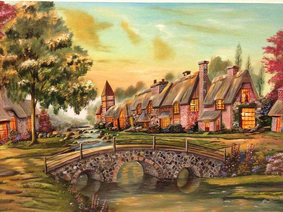900x675 European Village Painting By Biren Biren - Village Painting