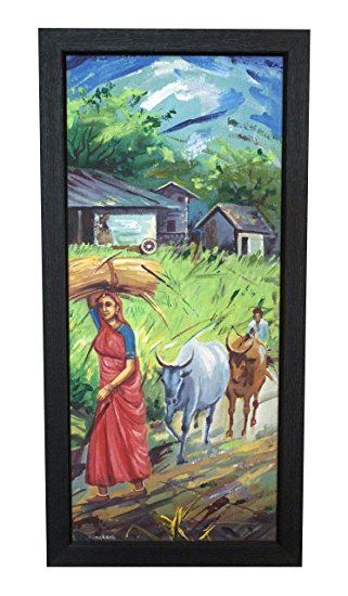 321x550 Indian Village Harvesting Scene Canvas Painting Indian - Village Painting Images