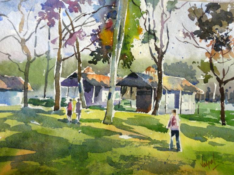 770x578 Saatchi Art Village Scene Painting By Jaspal Singh - Village Scene Painting