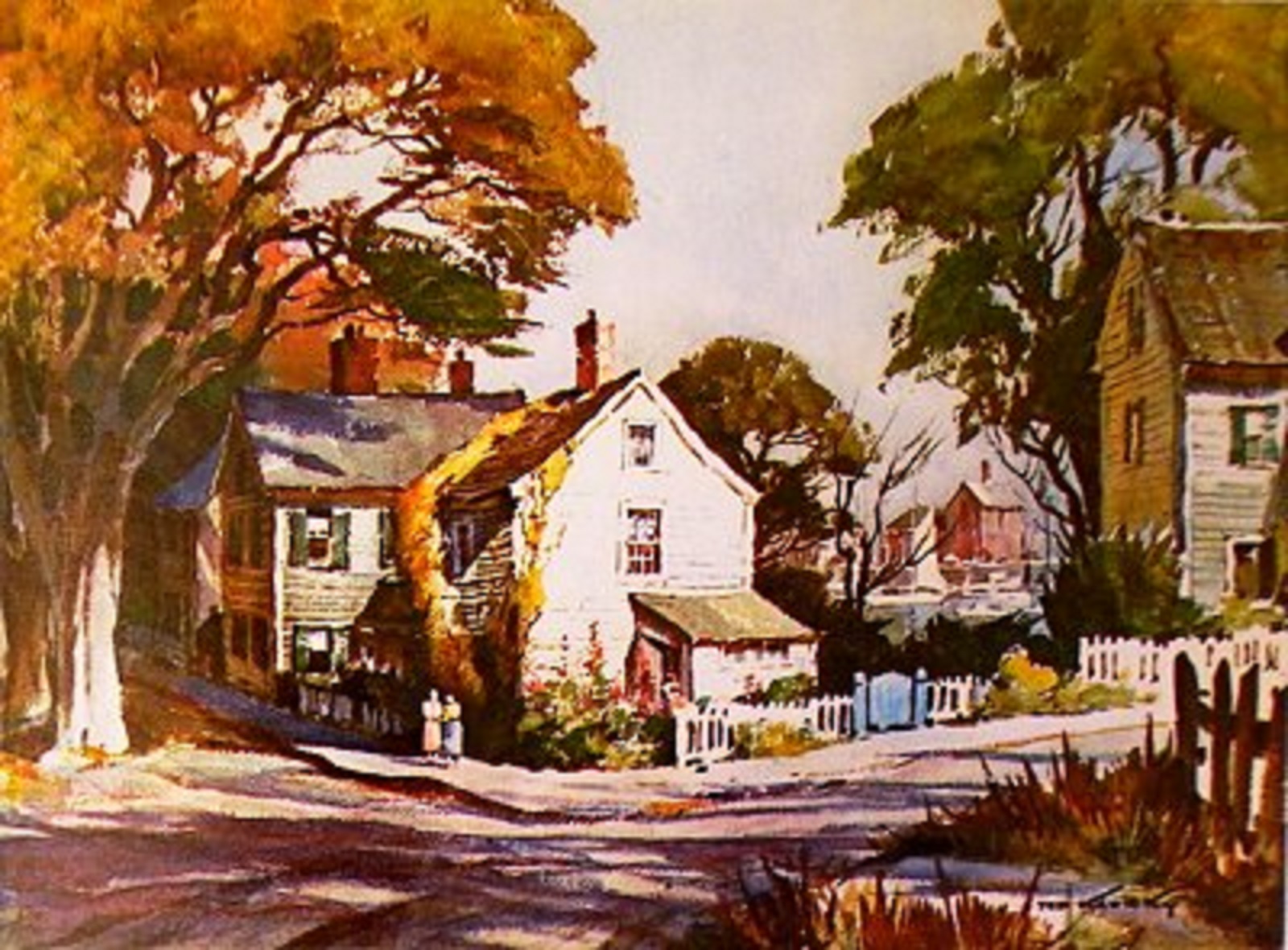 1600x1180 Ted Kautzky (1896 1953) - Village Scene Painting