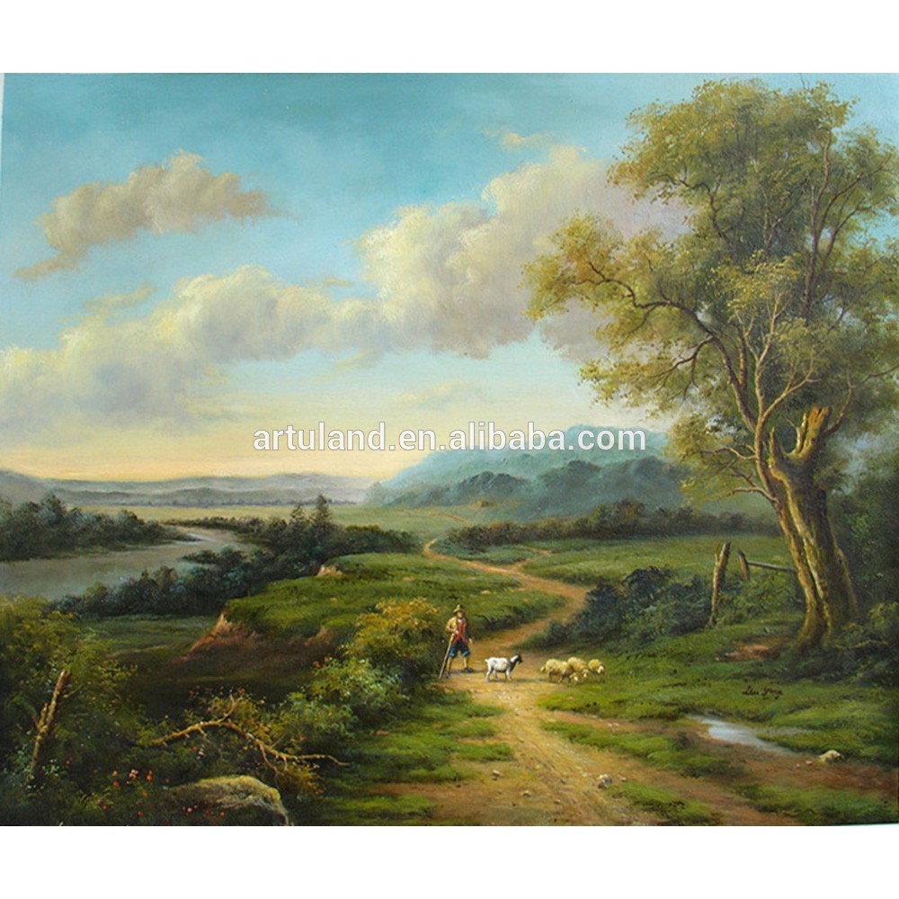 1000x1000 Village Scene Paintings By Hand Made - Village Scene Painting