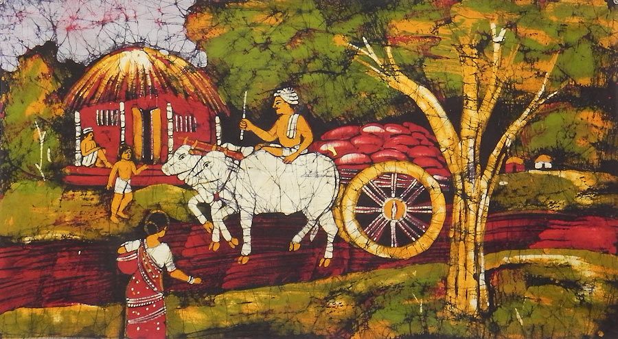 900x494 Village Scene - Village Scene Painting