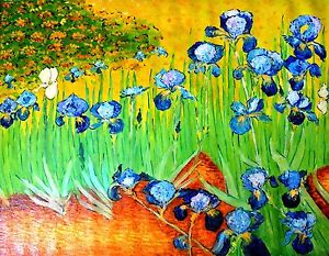 300x233 Tom L Irises (After Vincent Van Gogh) Oil Paintingcanvashand - Vincent Van Gogh Irises Painting