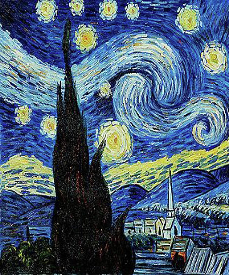 750x900 Vincent Van Gogh Starry Night Painting Painting By Tony Rubino - Vincent Van Gogh Painting