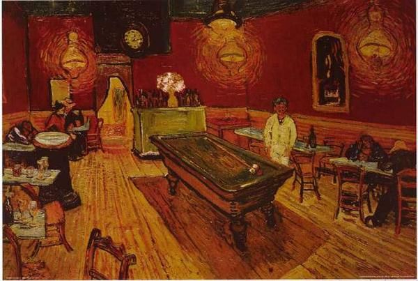 600x403 Vincent Van Gogh Night Cafe Poster 24x36 Bananaroad Fine Art - Vincent Van Gogh Pool Table Painting