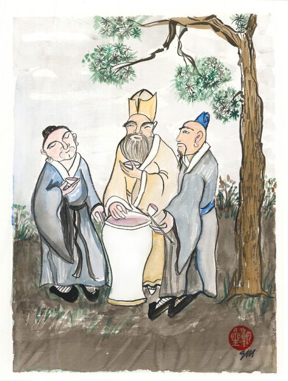 570x754 The Vinegar Tasters Buddha, Confucius, Lao Tzu Summer Sale Take - Vinegar Tasters Painting