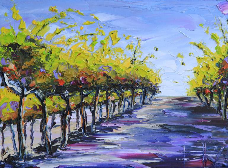 770x569 Saatchi Art Lavender Vineyard Painting By Lisa Elley - Vineyard Painting