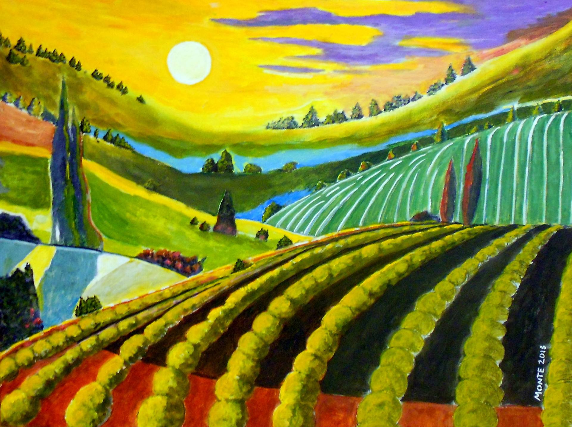 1920x1433 Saatchi Art Light In The Vineyard Painting By Robert Anthony - Vineyard Painting