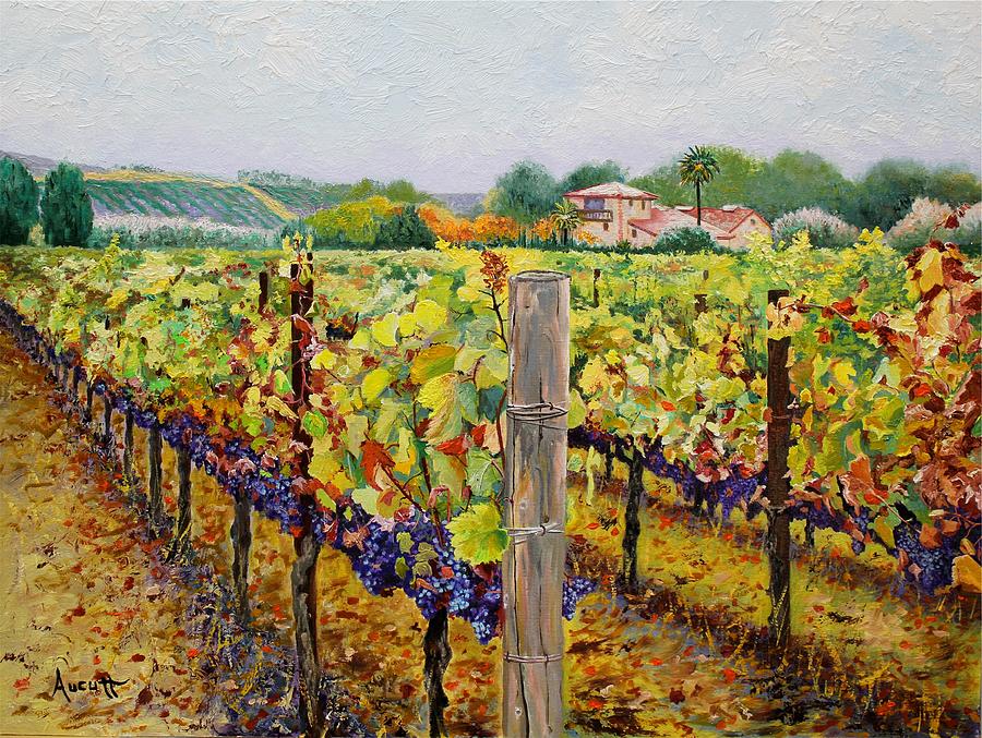 900x677 Sonoma Vineyard Painting By Ron Aucutt - Vineyard Painting