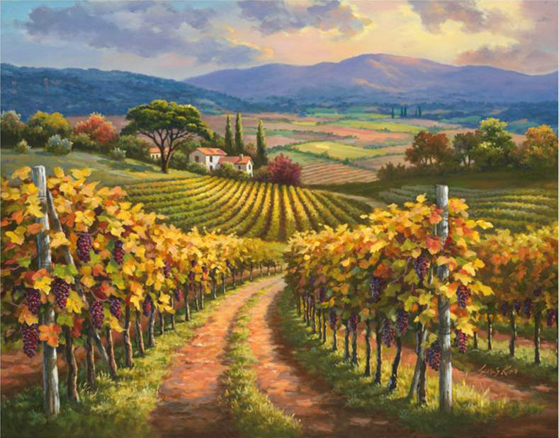 789x619 Sung Kim Vineyard Hill I Painting - Vineyard Painting
