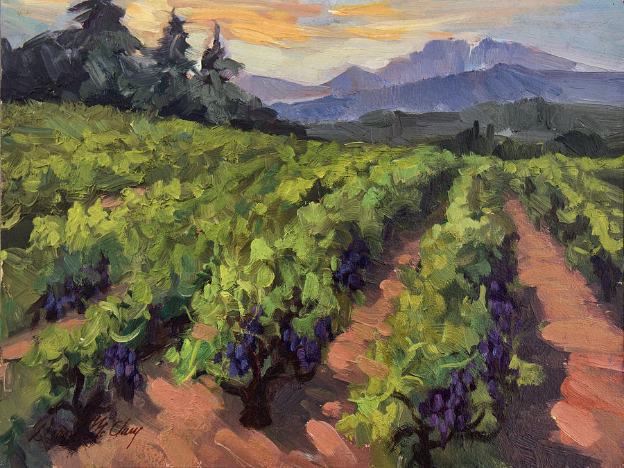 900x675 Vineyard At Dentelles Painting By Diane Mcclary - Vineyard Painting
