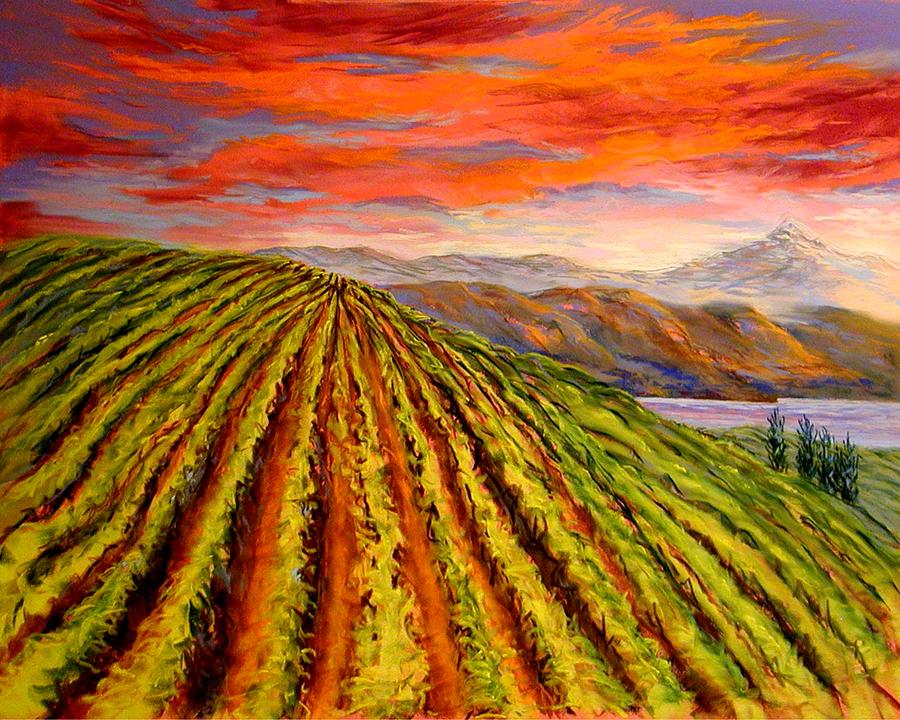 900x720 Gorge Vineyard Painting By Lynee Sapere - Vineyard Painting
