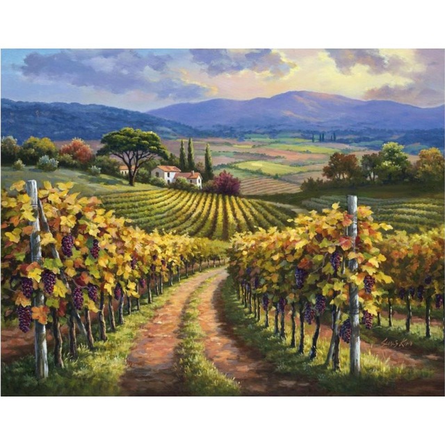 640x640 Hand Painted Modern Art Landscapes Oil Painting Canvas Vineyard - Vineyard Painting