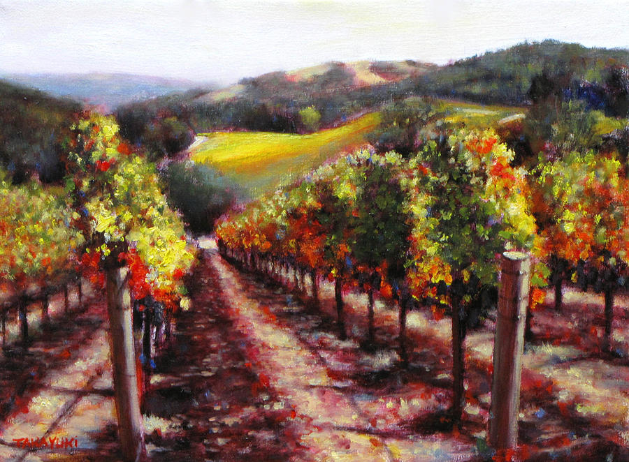 900x662 Napa Hill Side Vineyard Painting By Takayuki Harada - Vineyard Painting