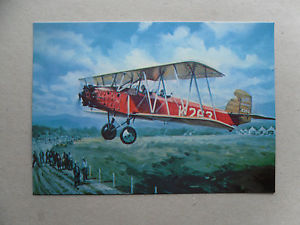 300x225 Vintage Colour Aeronautica Postcard. Curtiss Fledgling. Painting - Vintage Airplane Painting