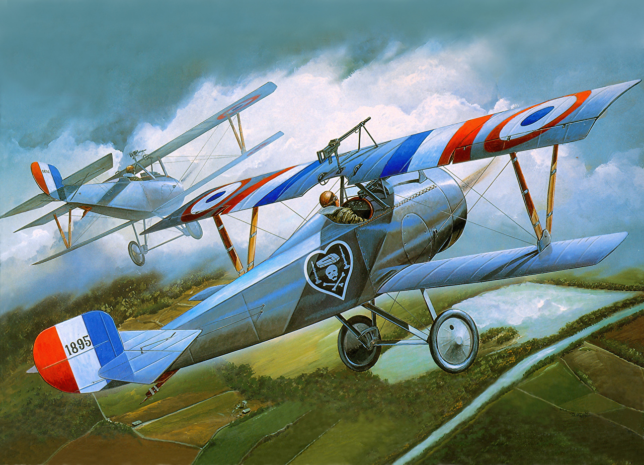 1280x924 Wallpaper Airplane Nieuport 17 Vintage Flight Painting Art Aviation - Vintage Airplane Painting