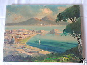 300x225 Vintage Original Mystery Artist European Beach Mountain View - Vintage Beach Painting