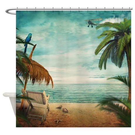 460x460 Vintage Beach Shower Curtain By Bestshowercurtains - Vintage Beach Painting