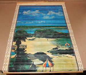 300x260 Wooden Wall Scroll Vintage Beach Scene New In Box 12x19 Oriental - Vintage Beach Painting
