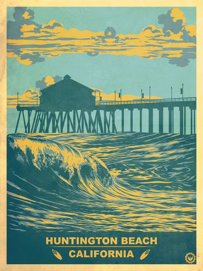 400x533 Buy Huntington Beach Art And Get Free Shipping - Vintage Beach Painting