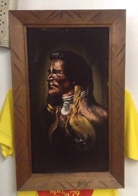 281x400 Vintage Signed Black Velvet Painting Indian Native American - Vintage Black Velvet Painting