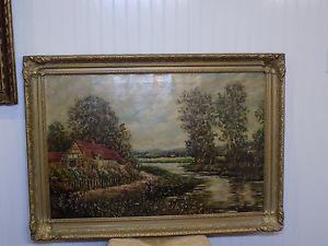 300x225 Rare Early Vintage Erna Scharff Original Oil On Canvas Painting - Vintage Canvas Painting