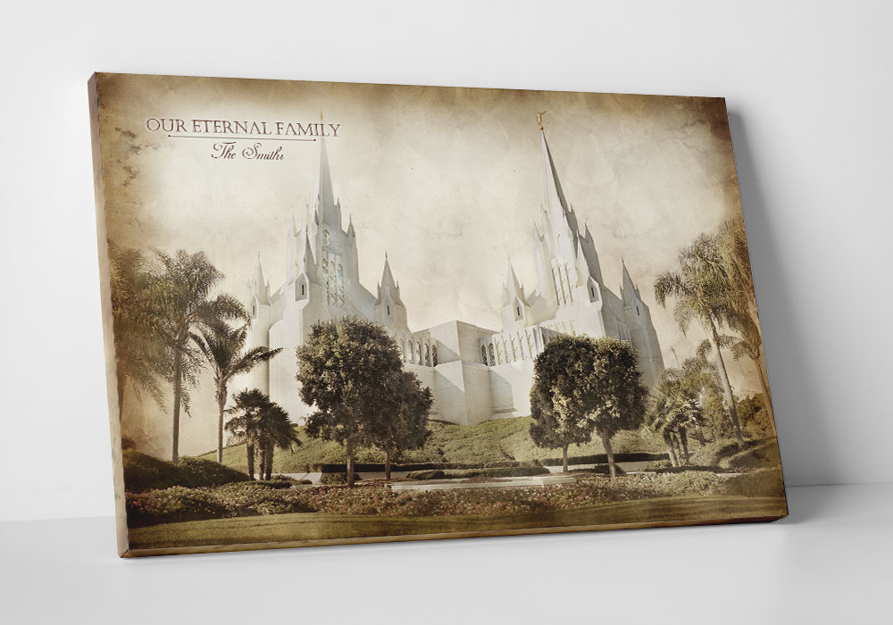 1000x700 San Diego Temple - Vintage Canvas Painting