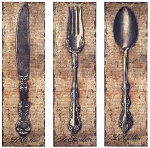 486x480 Vintage Kitchen Silverware Canvas Wall Art Spoon Knife Fork - Vintage Canvas Painting