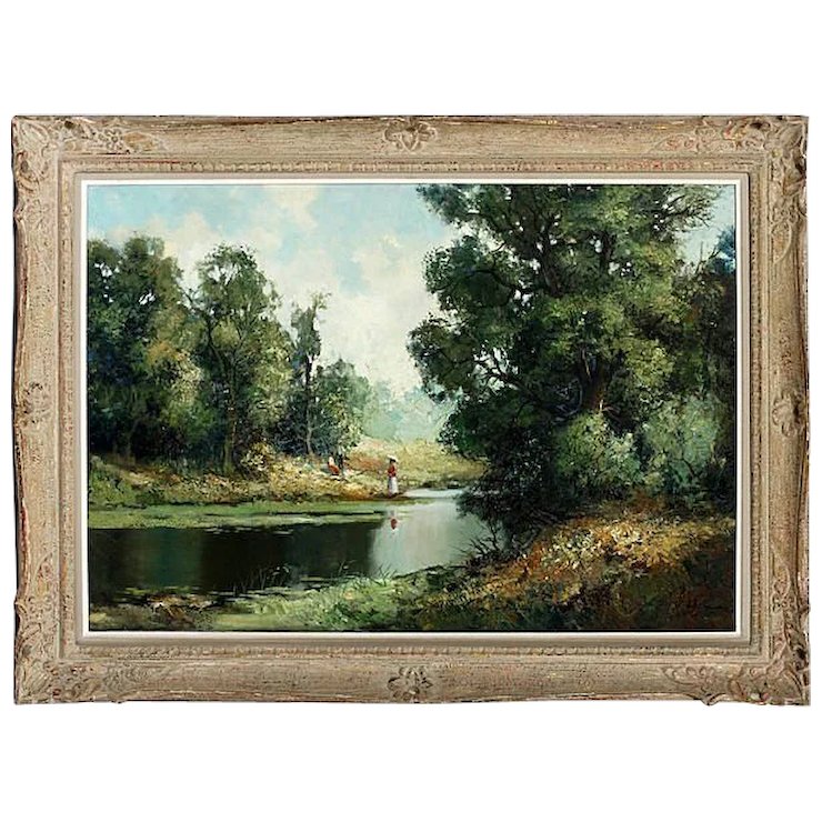 740x740 Vintage Landscape Oil On Canvas Painting Ingrfried Henzepaul - Vintage Canvas Painting
