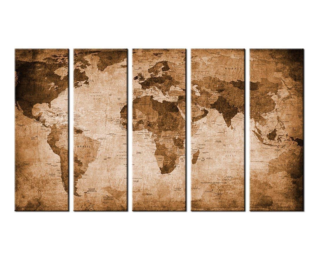 1100x900 Canvas Wall Art Vintage World Map Canvas Prints Framed - Vintage Canvas Painting