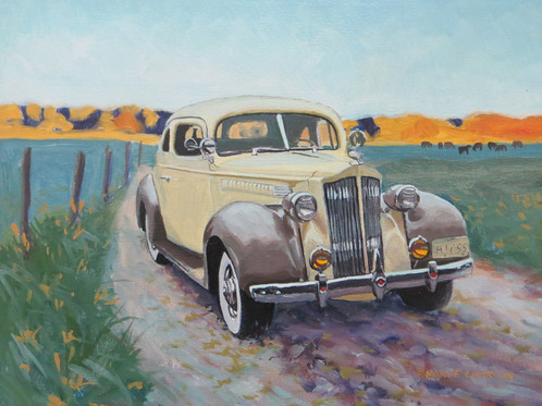 498x373 Twilight Ride - Vintage Car Painting