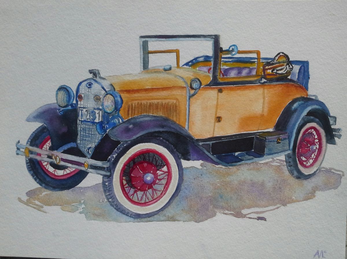 1200x896 Vintage Car (Agnes Mclaughlin) - Vintage Car Painting