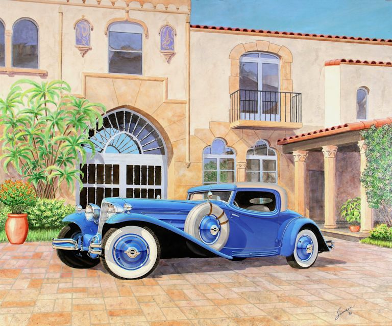 768x640 Vintage Car Paintings - Vintage Car Painting