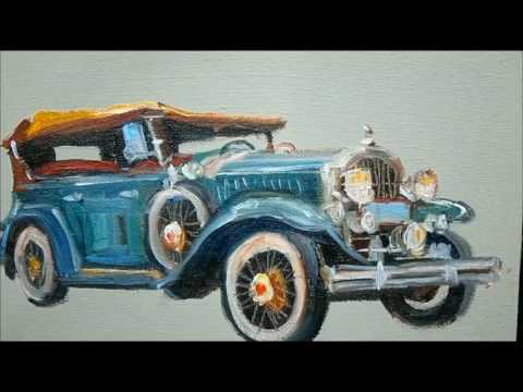 480x360 Oil Painting,,,,,classic Cars,,,,,tutorial By Sutikto - Vintage Car Painting