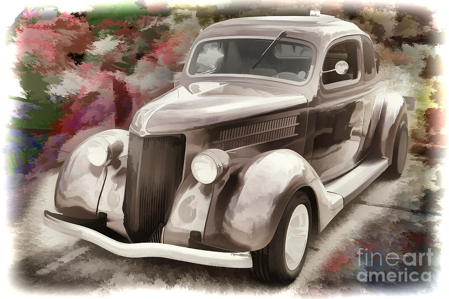 900x600 1936 Ford Classic Car Painting Or Automobile In Color 3122.02 - Vintage Car Painting
