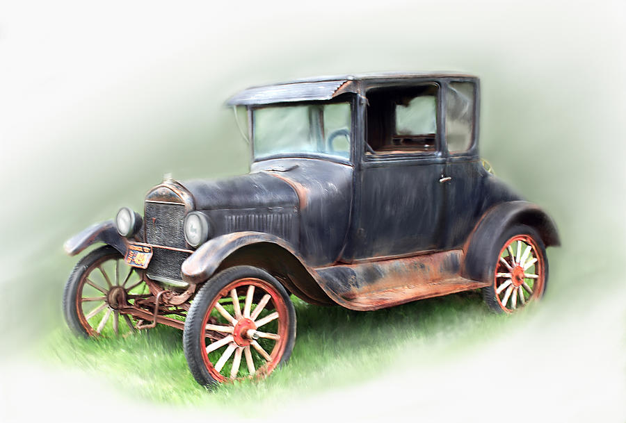 900x609 Antique Car Painting By Bonnie Willis - Vintage Car Painting