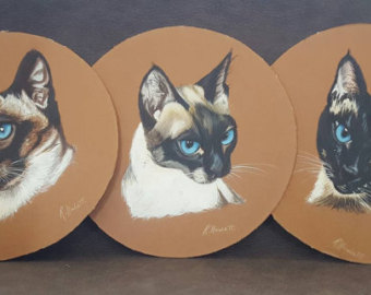 340x270 Siamese Cat Painting - Vintage Cat Painting