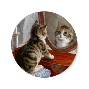 307x307 Vintage Cat Paintings Stickers Zazzle - Vintage Cat Painting
