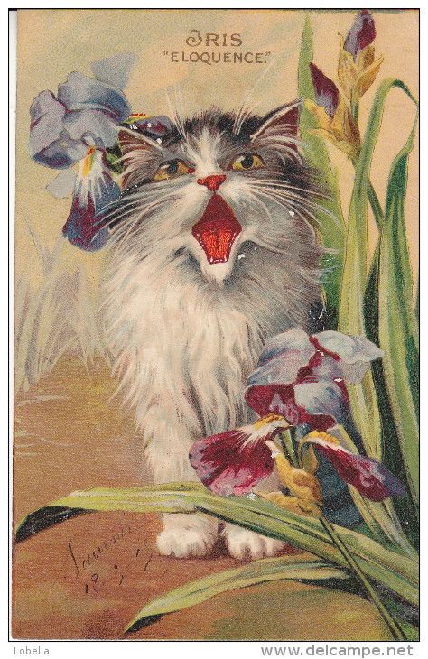 474x730 Vintage Cat Postcards (12 Images) - Vintage Cat Painting