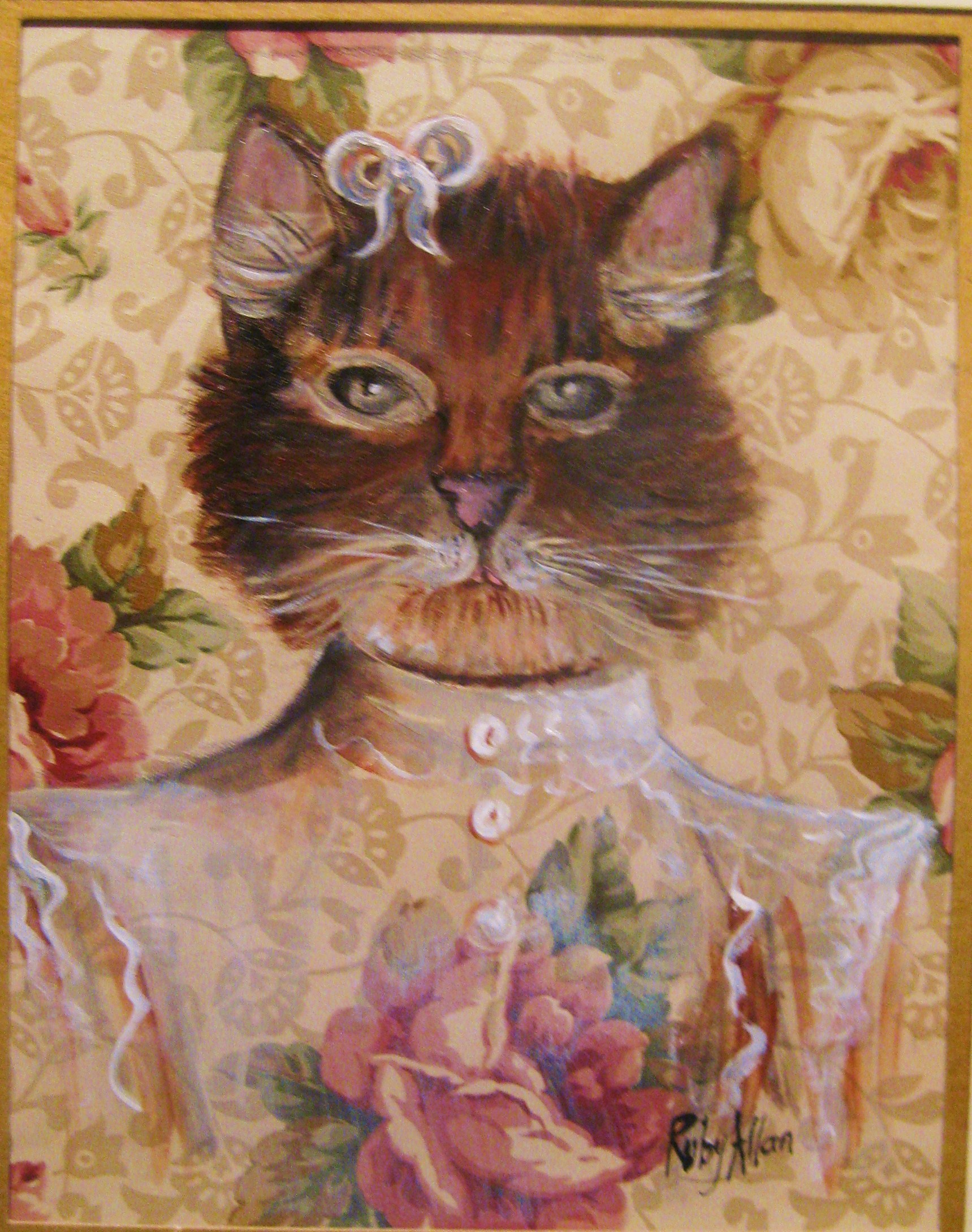 1719x2177 Vintage Wallpaper Art By Ruby - Vintage Cat Painting